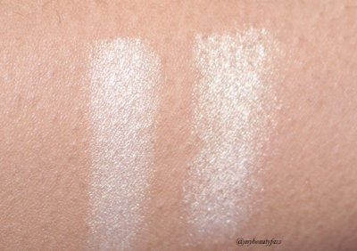 The right swatch was applied with a wet brush