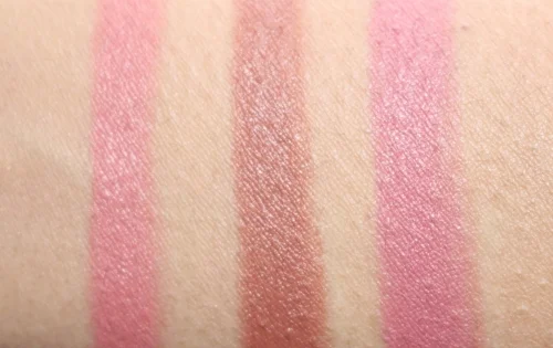 L-R: 555 Naked Coral, 560 Raw Chocolate and 565 Almond Rose