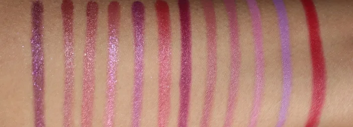 Swatched in the order listed above