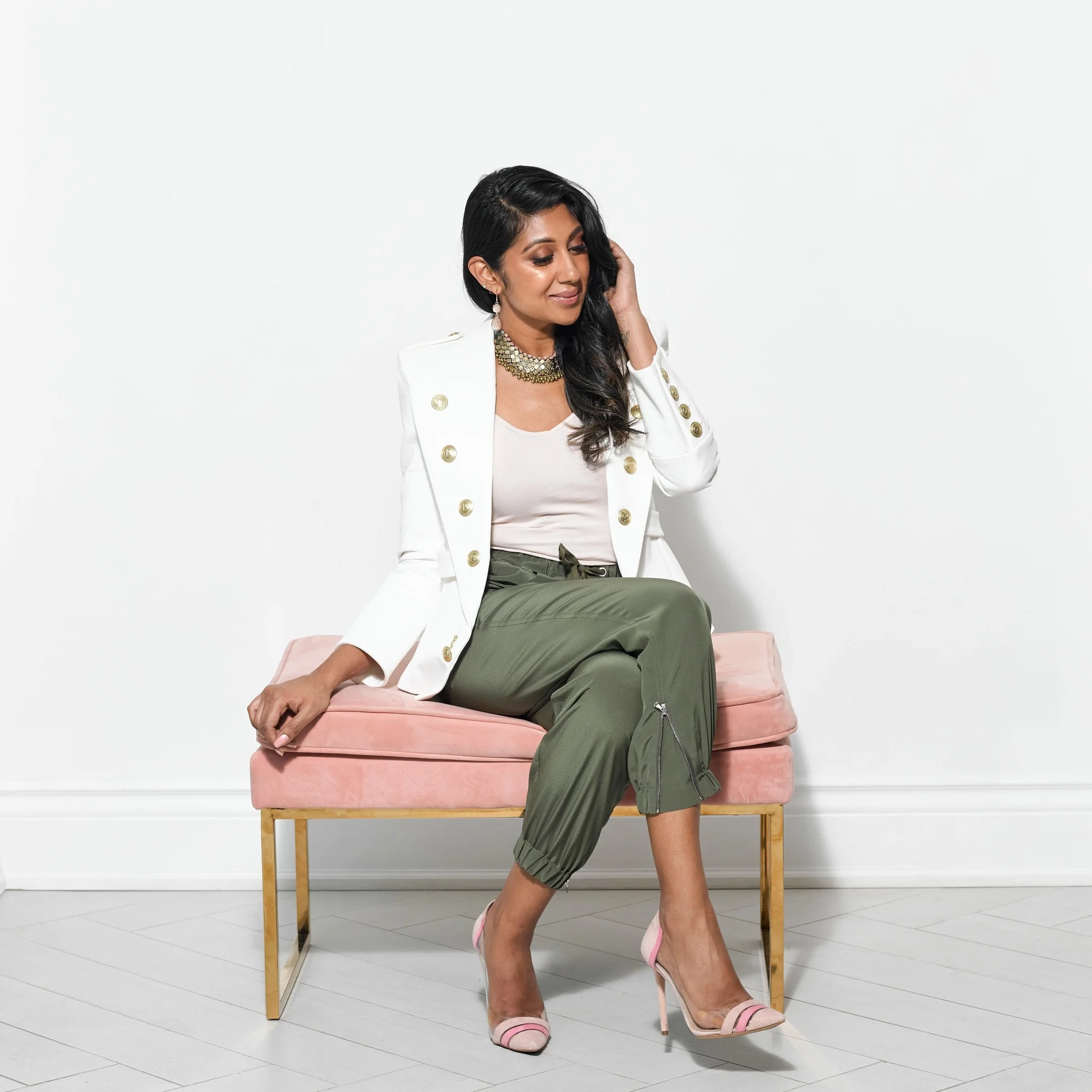 What I Wore:  Balmain Blazer and Red Valentino Cargo Pants