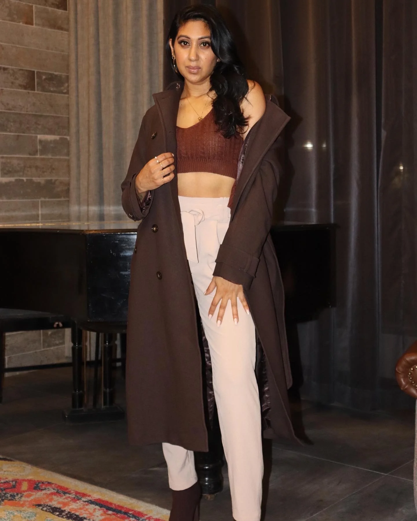 Brown Jacket Cream Pants