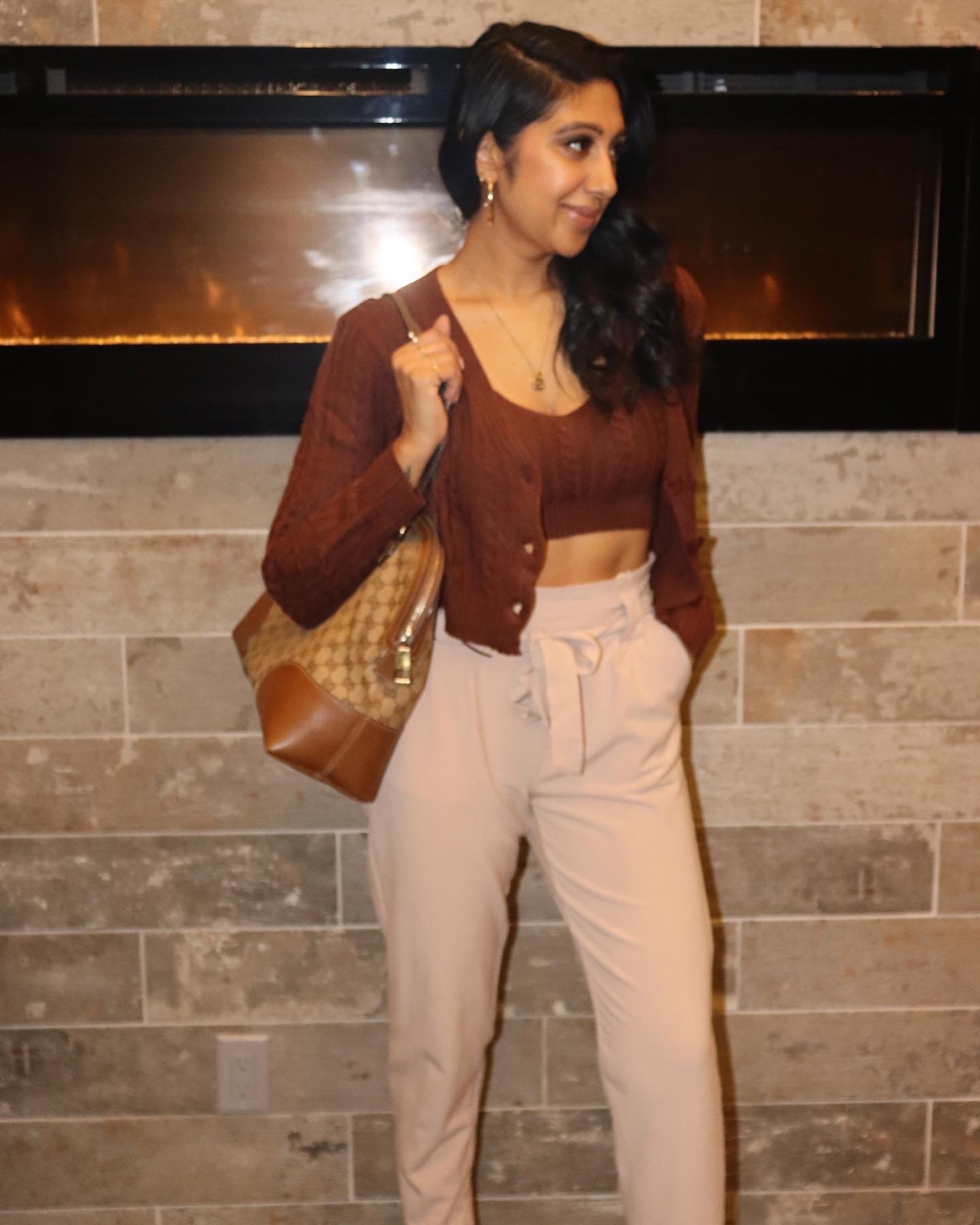 Brown cable knit sweater