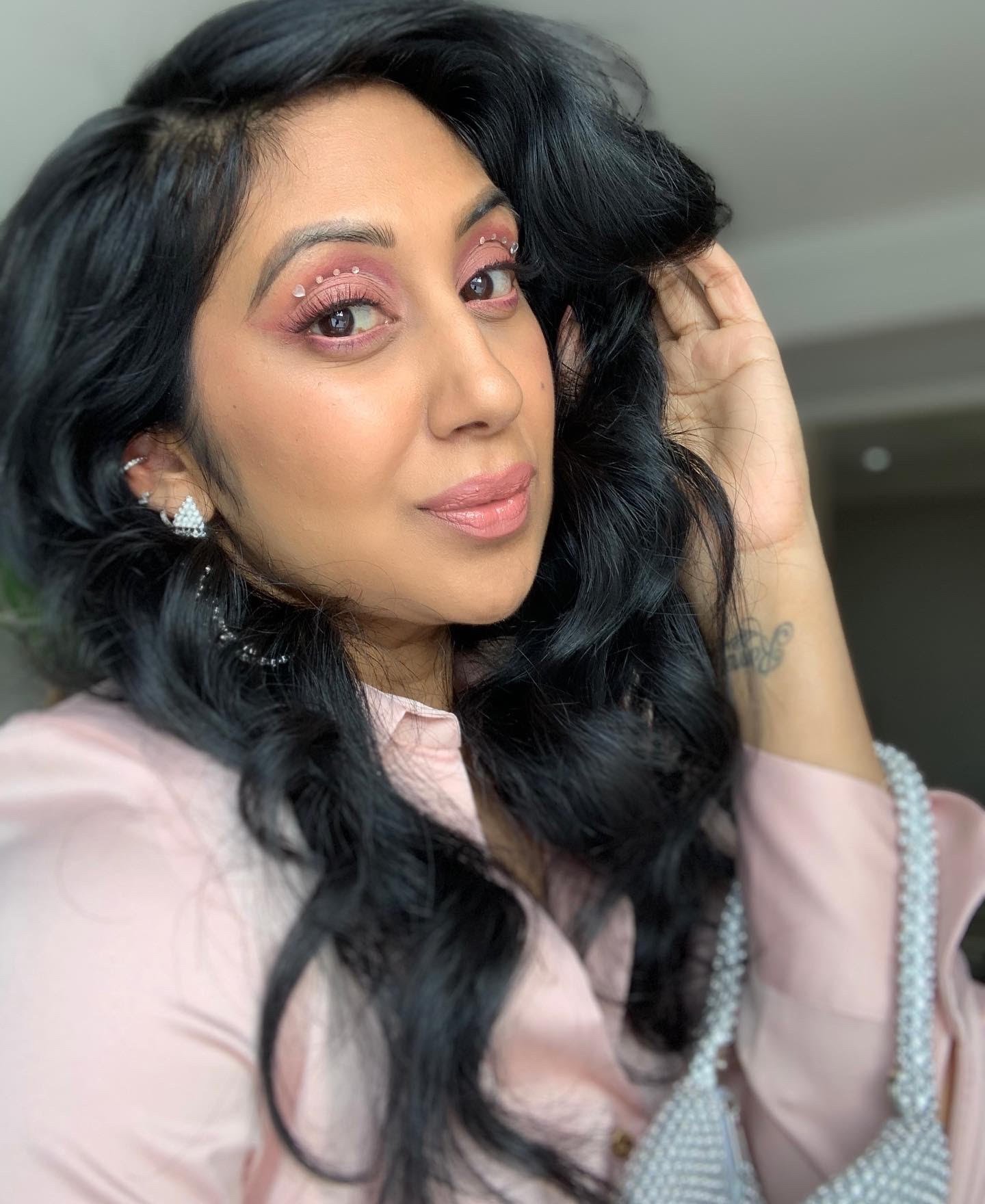 Pink Rhinestone Makeup Look