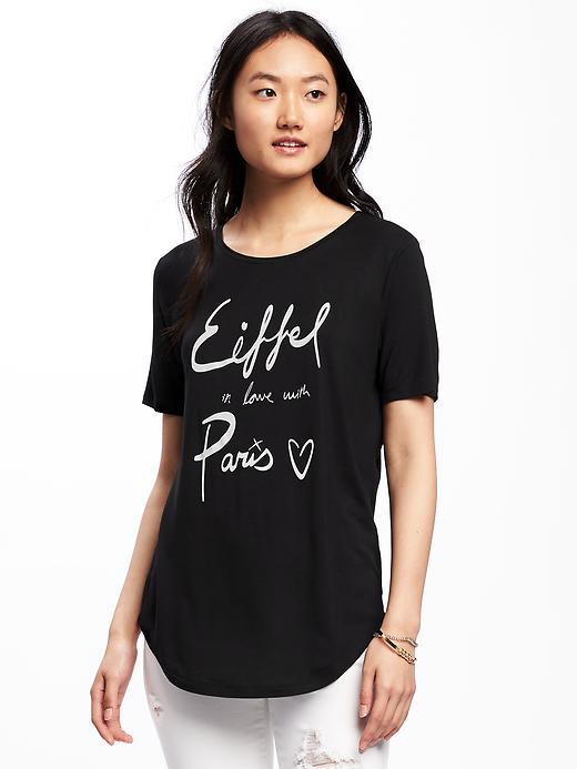 RELAXED GRAPHIC CURVED-HEM TEE FOR WOMEN