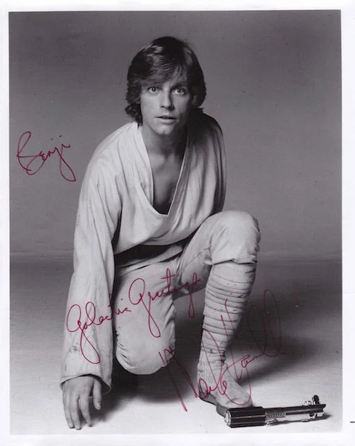 I wrote Mark Hamill a fan letter in 1977 and he sent this to me. I was king of "show and tell" for all of 6th grade.