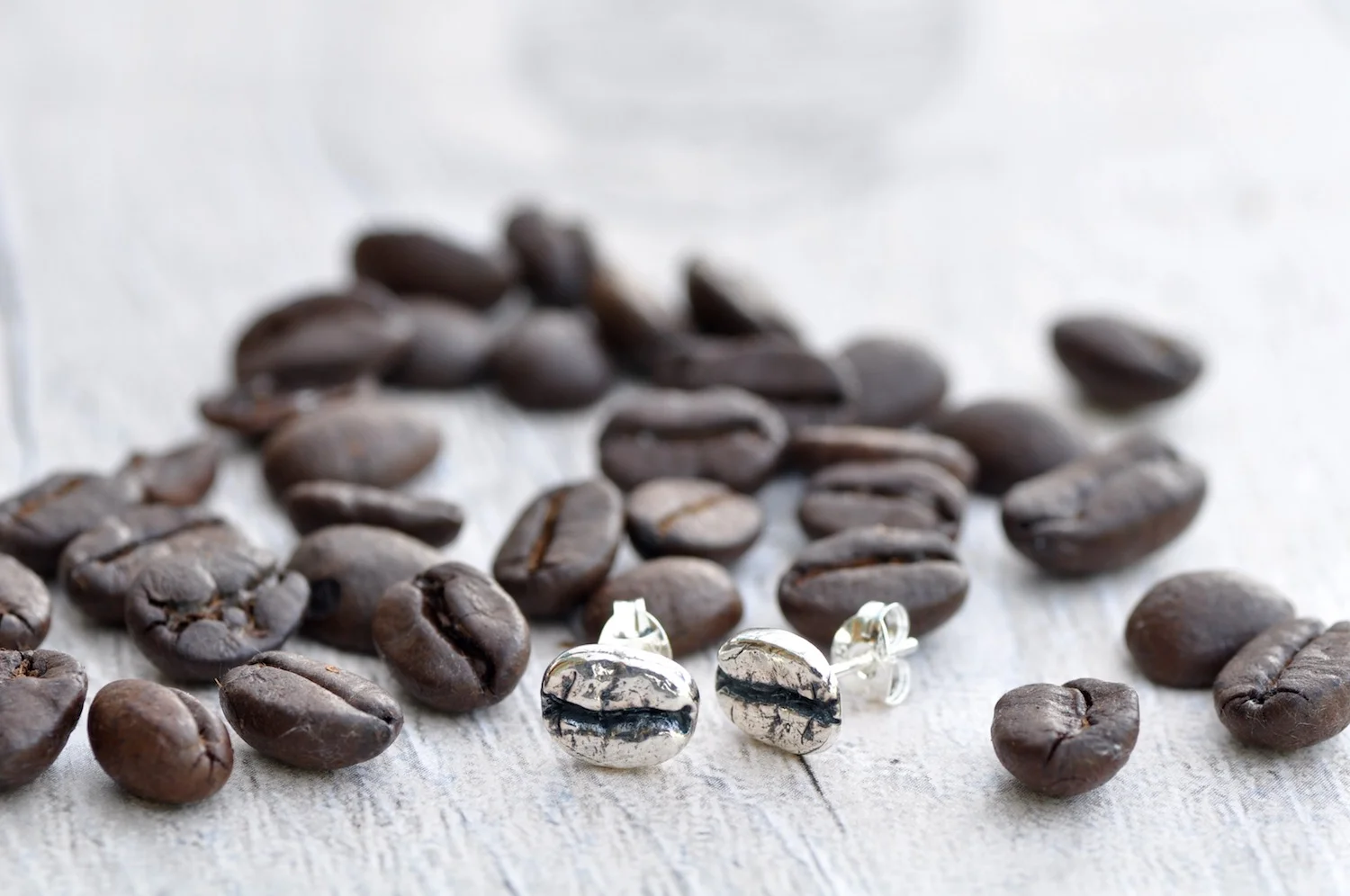 Coffee bean stud earrings