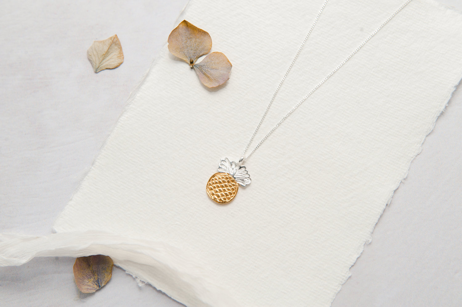 Tropical two-tone pineapple necklace — Upside Down Tree Studio