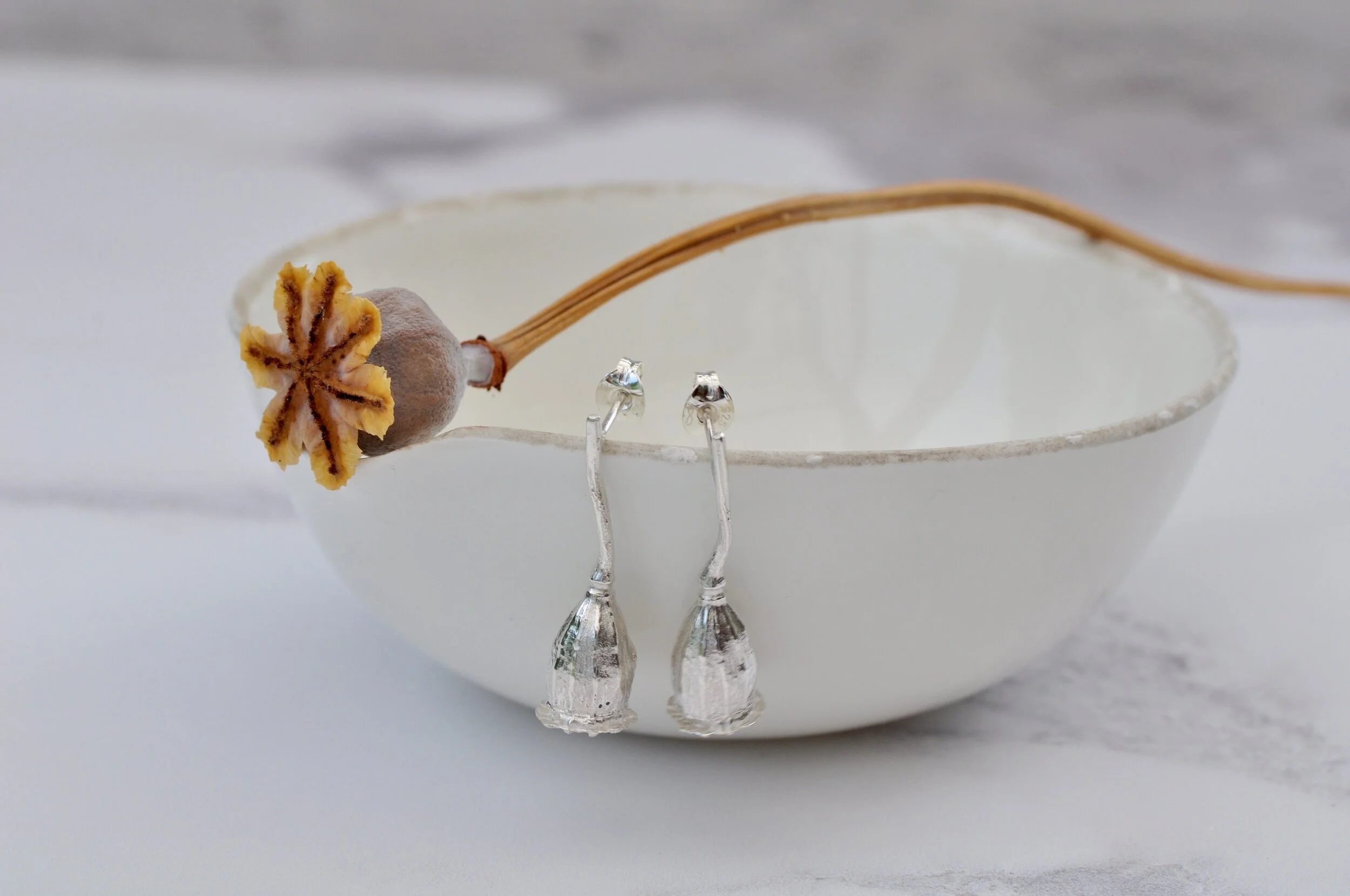 Wild poppy seed head earrings