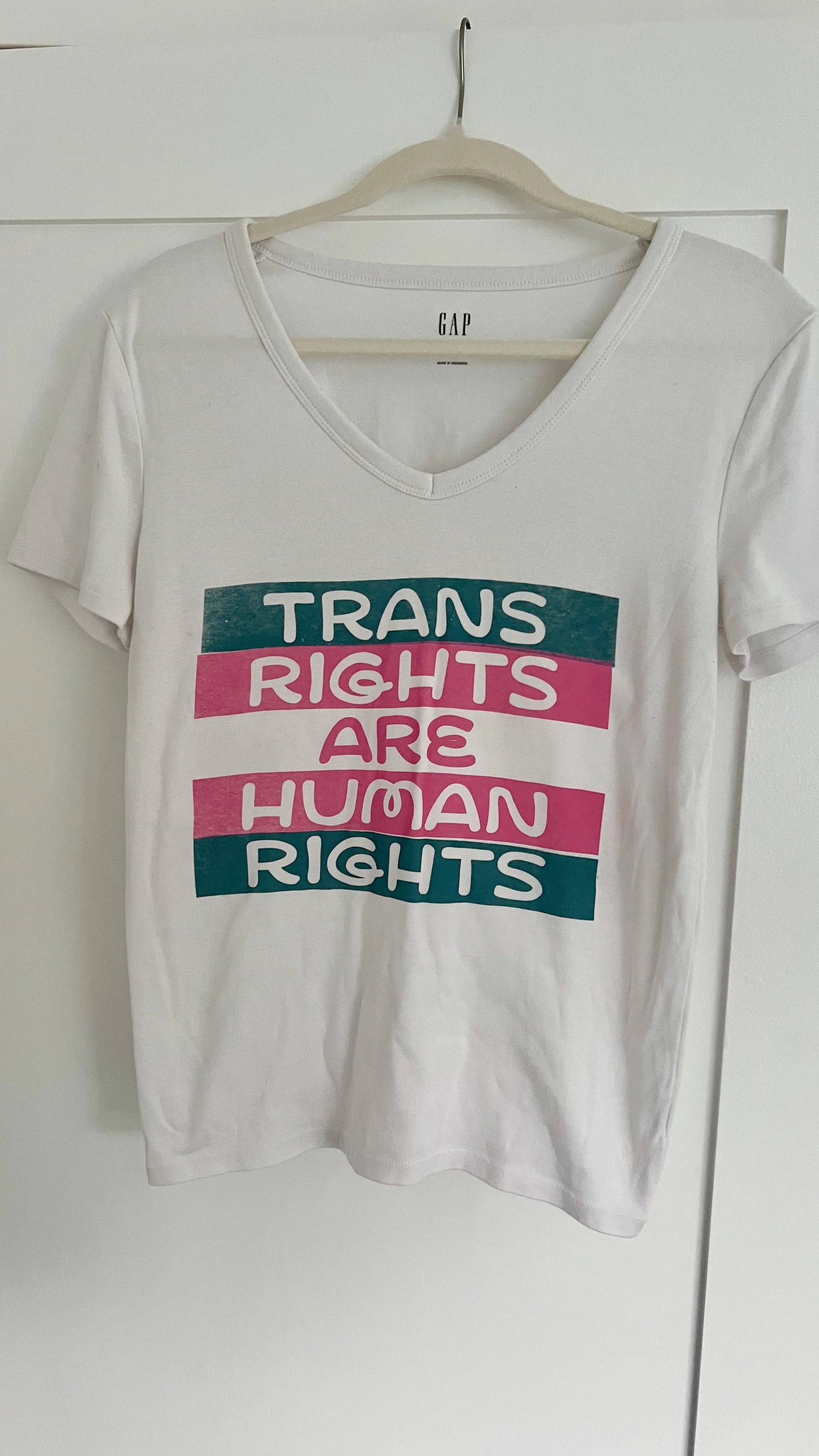 "Trans Rights Are Human Rights" Limited Run Screen Printed T-Shirt - Large V-Neck