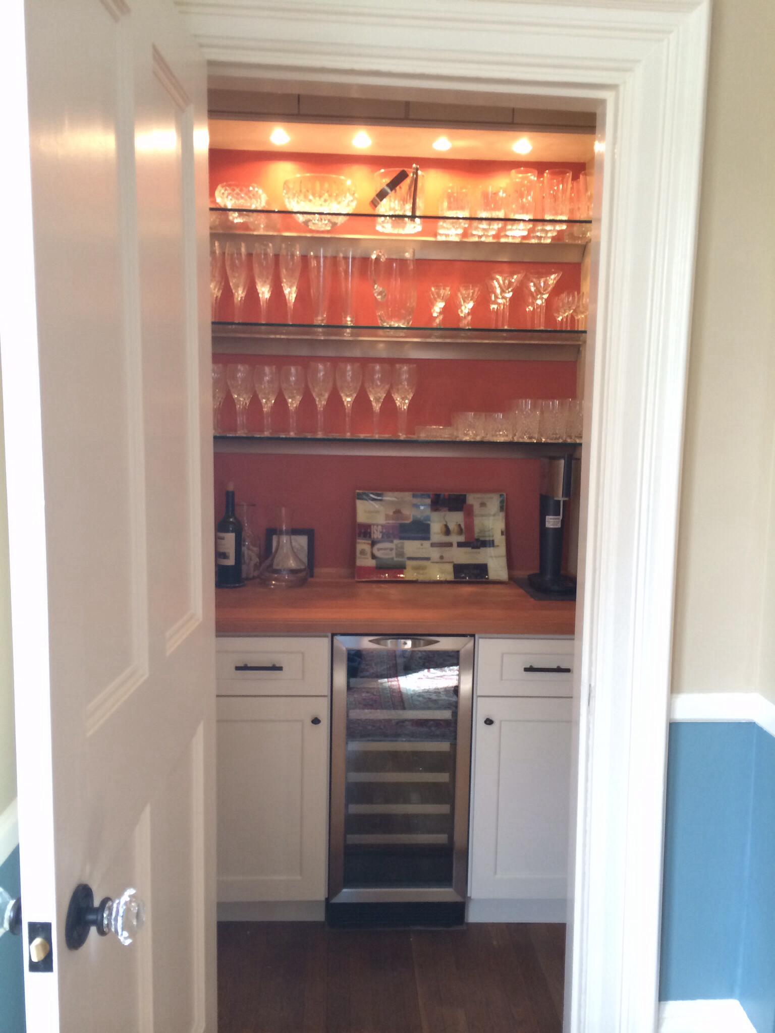 Dining room closet converted to dry bar