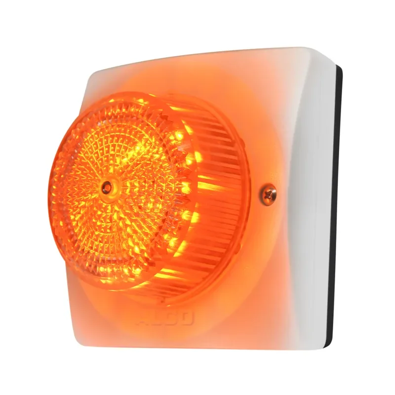 Algo 8138 IP Color Visual Alerter, a strobe light shown lit amber