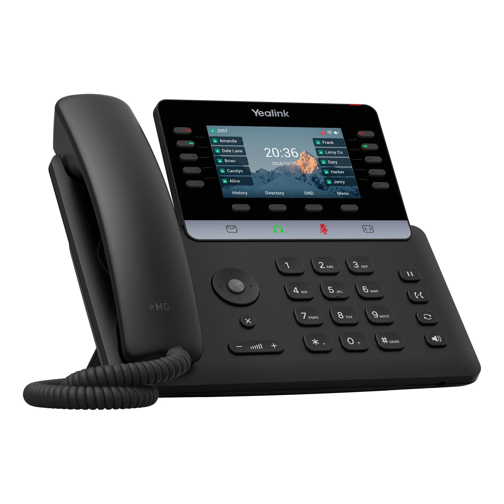 Yealink T74W IP desk phone, left angle view