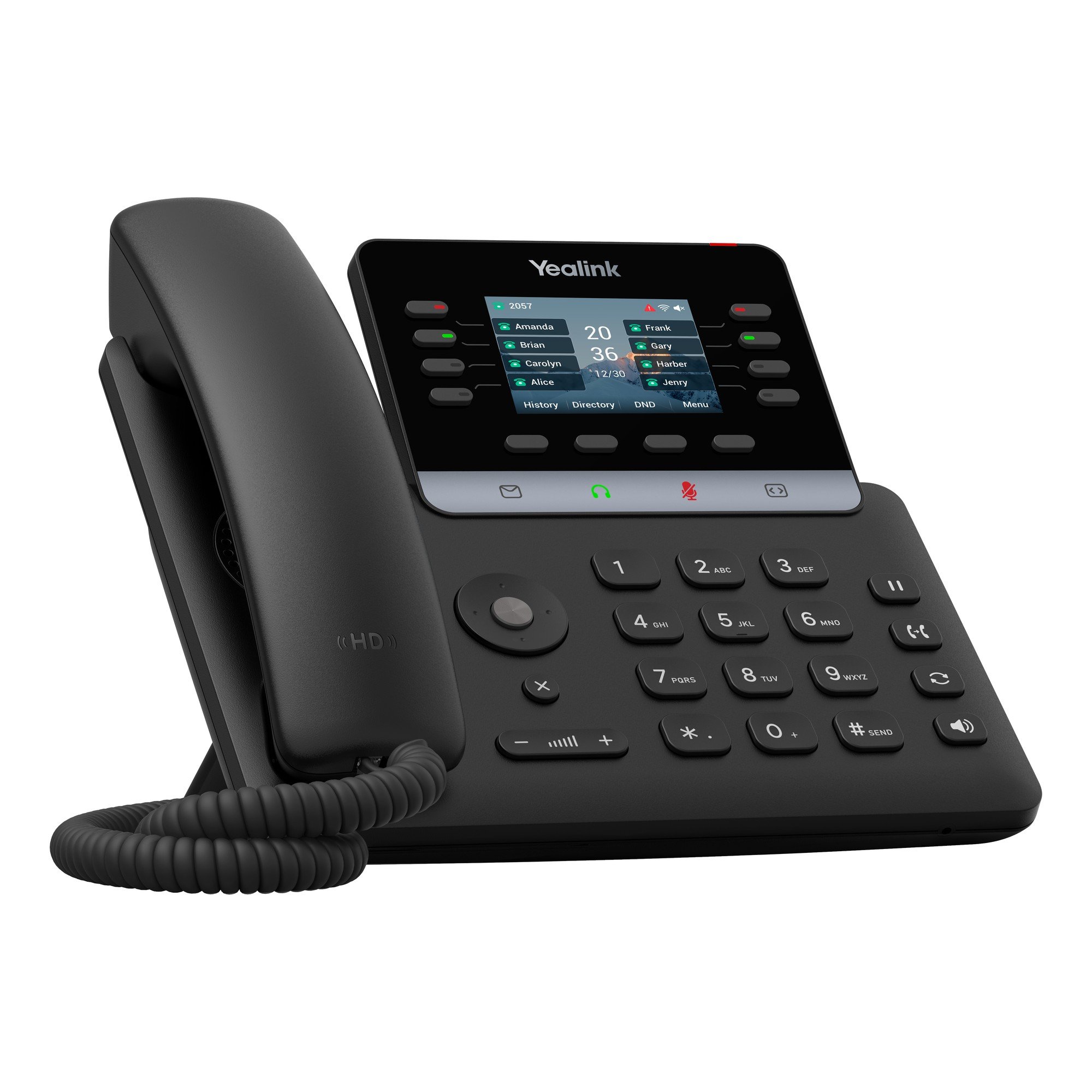 Yealink T73W IP desk phone, left angle view