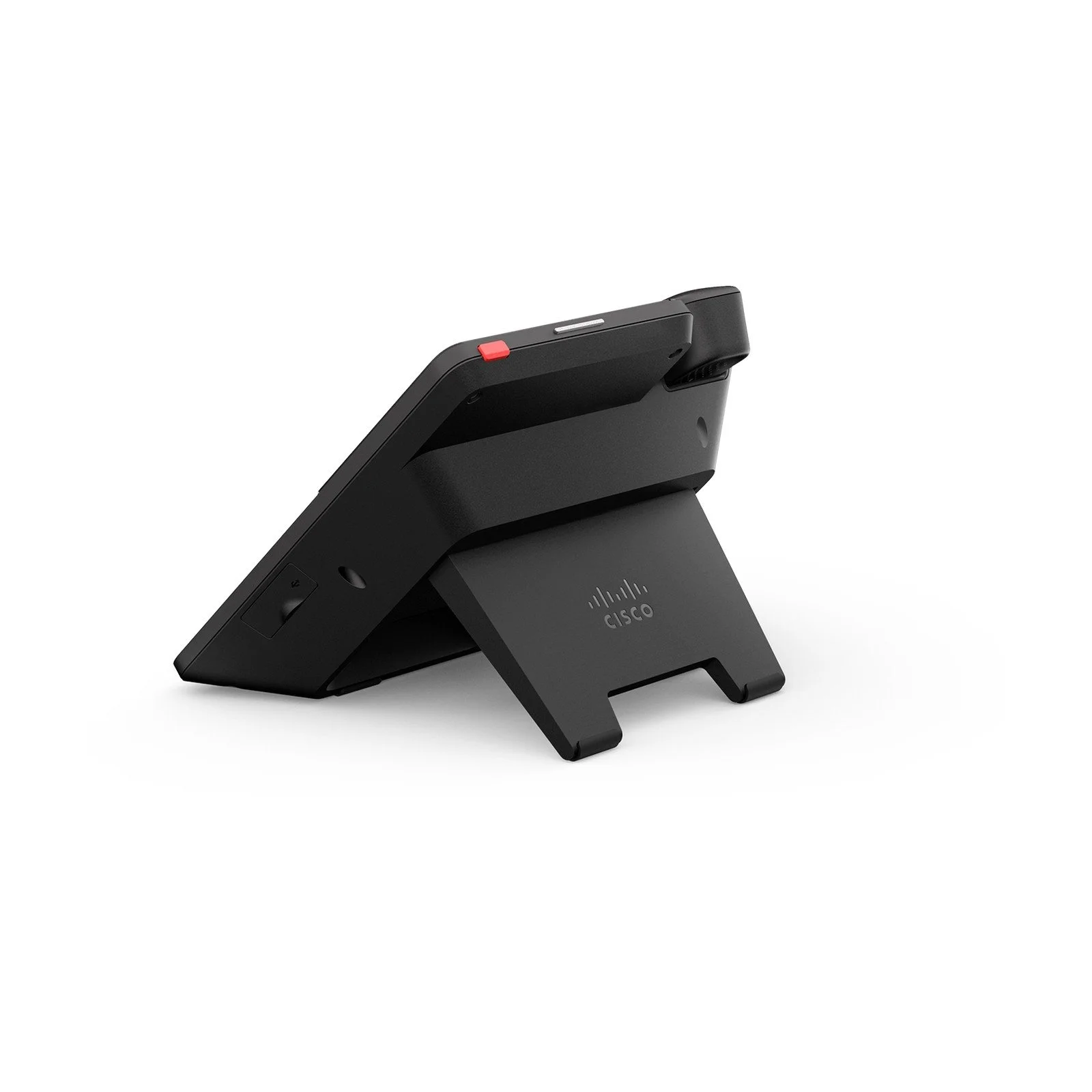 Cisco Desk Phone 9851 in Carbon Black, side profile showing the adjustable stand
