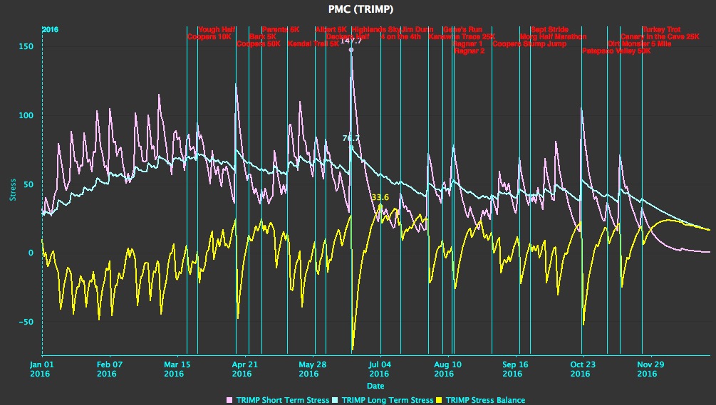 Training stress graph for 2016