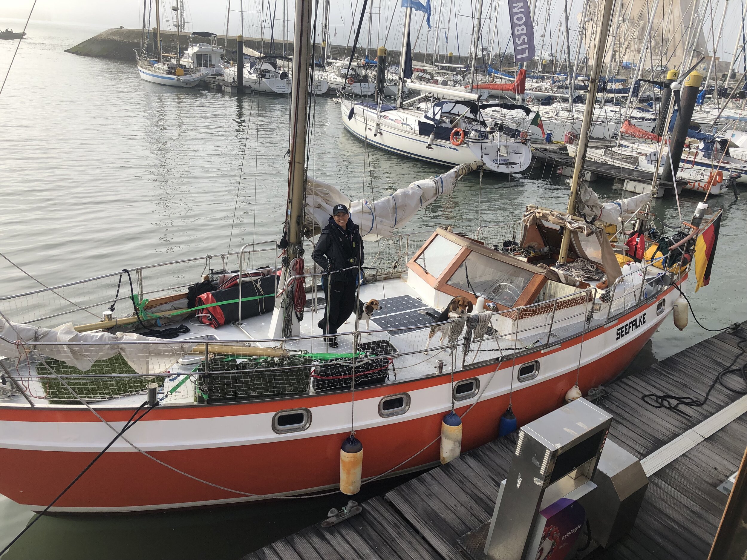 fueling a sailboat in Lisbon Portugal