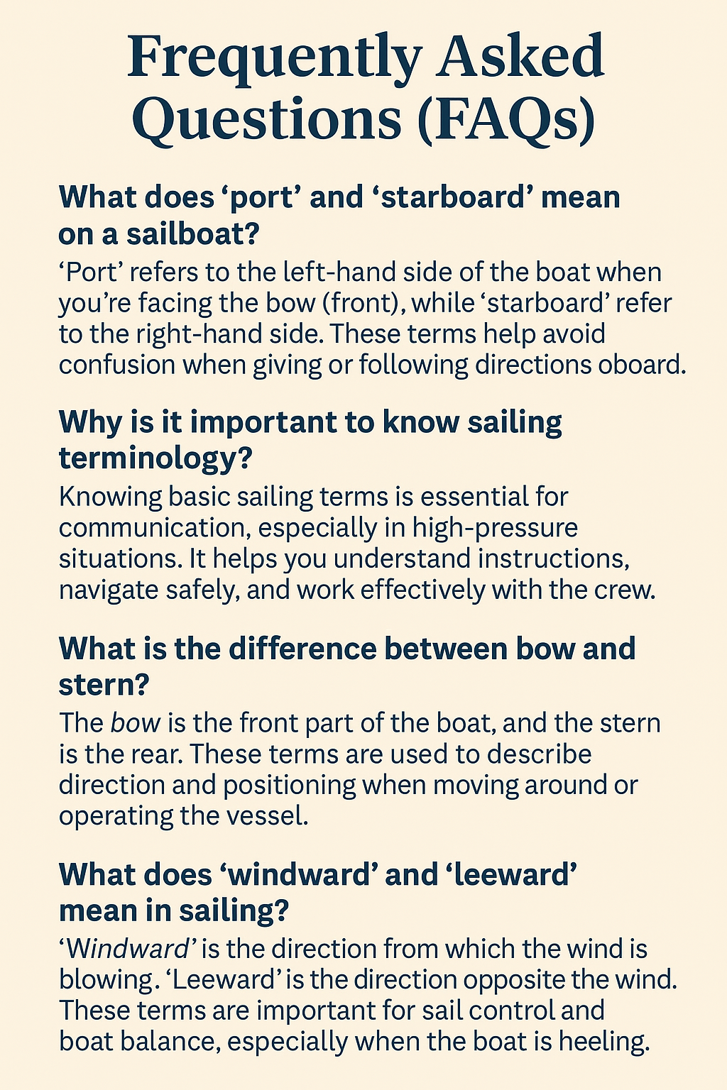 frequently asked questions about sailing basics