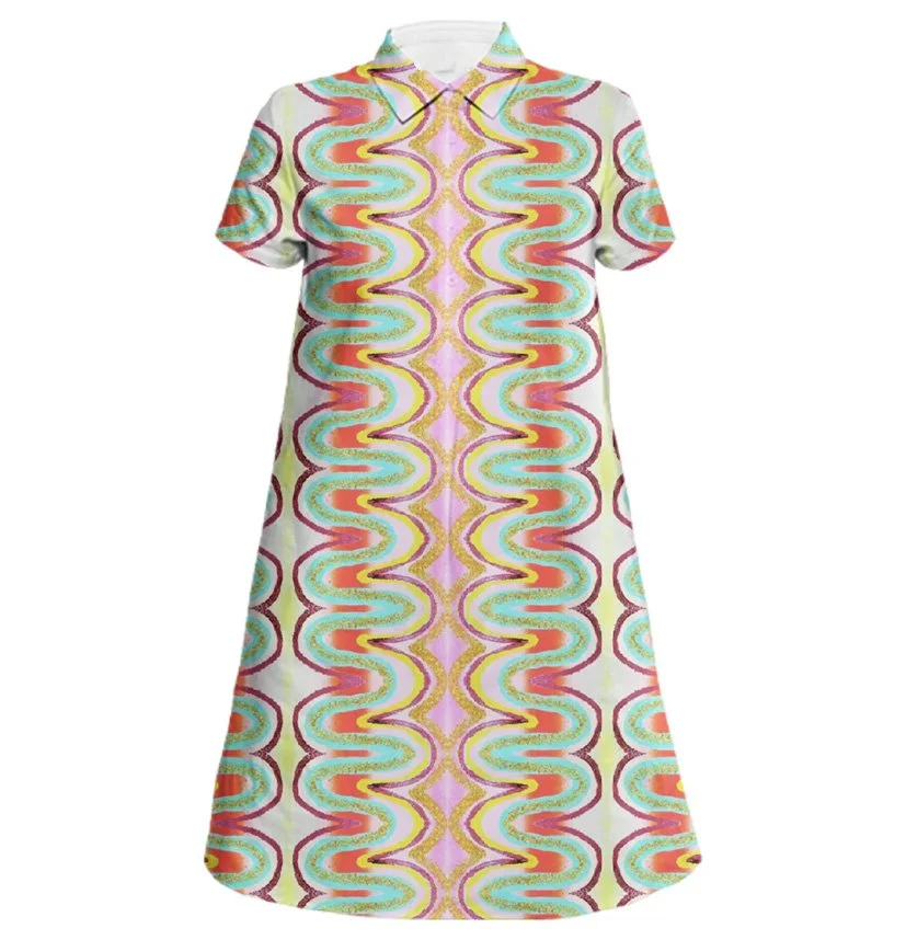 Kiki Waves Linen Shirt Dress