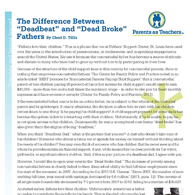 The Difference Between “Deadbeat” and “Dead-Broke” Fathers By Cherri D. Tillis