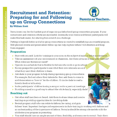 Recruitment and Retention : Preparing for and Following Through on Group Connections By William Scott
