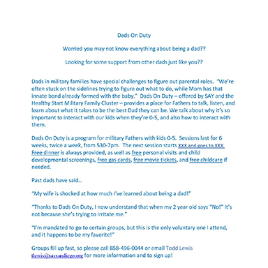 Recruitment E-mail Template – from Dads on Duty