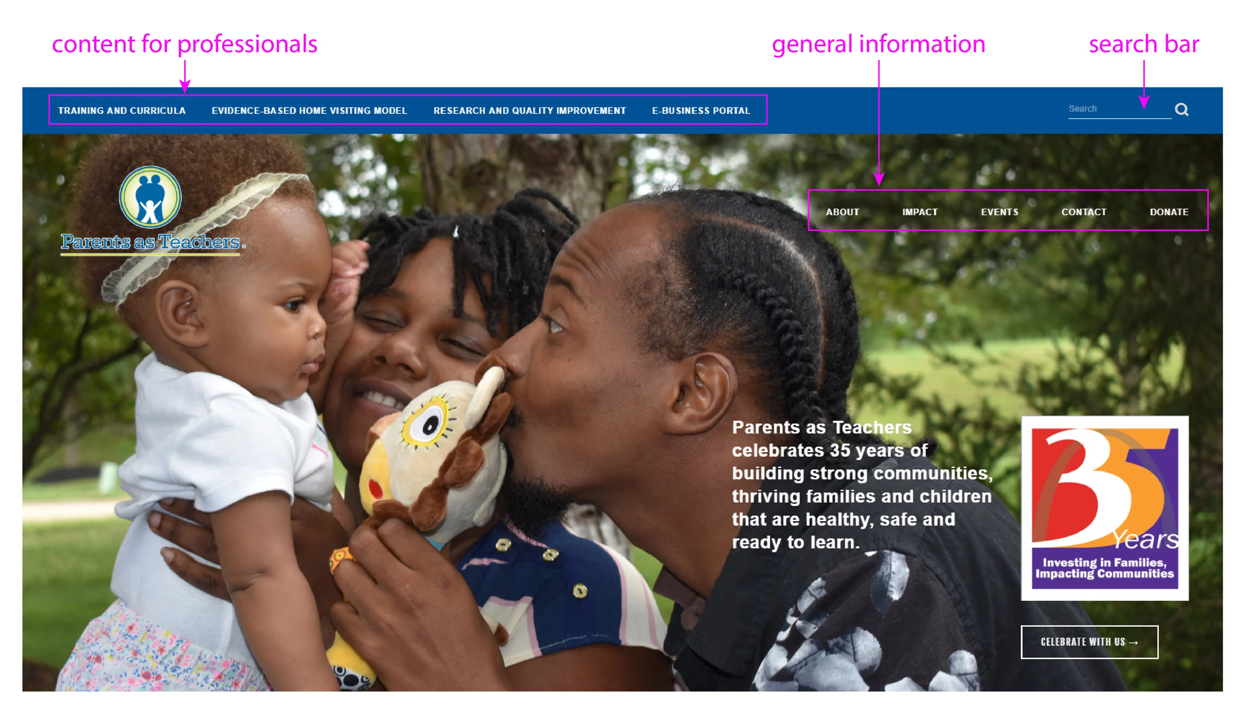 Click to enlarge website navigation image