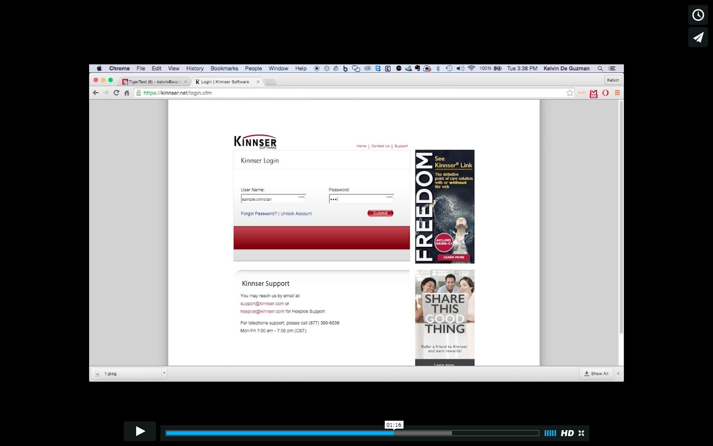 How to transfer pictures from your TigerText to Kinnser. — Warm Springs Home Health