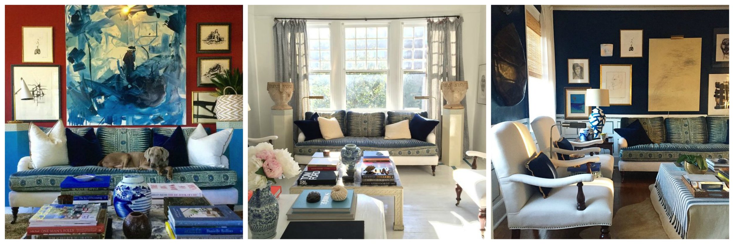 Same sofa, three different wall colors, this easy change makes the space feel fresh and new.