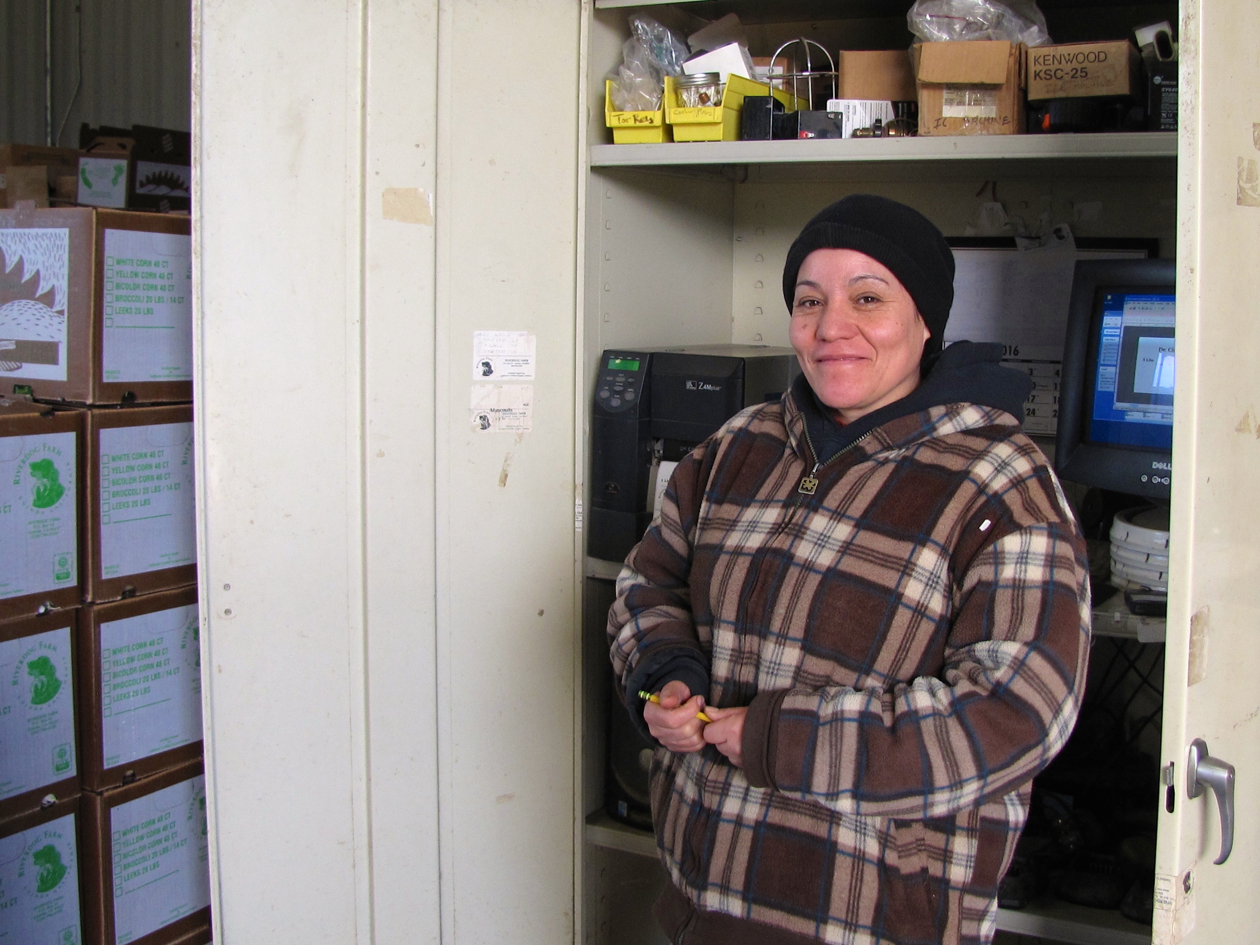 Cristina at the helm of the packing shed