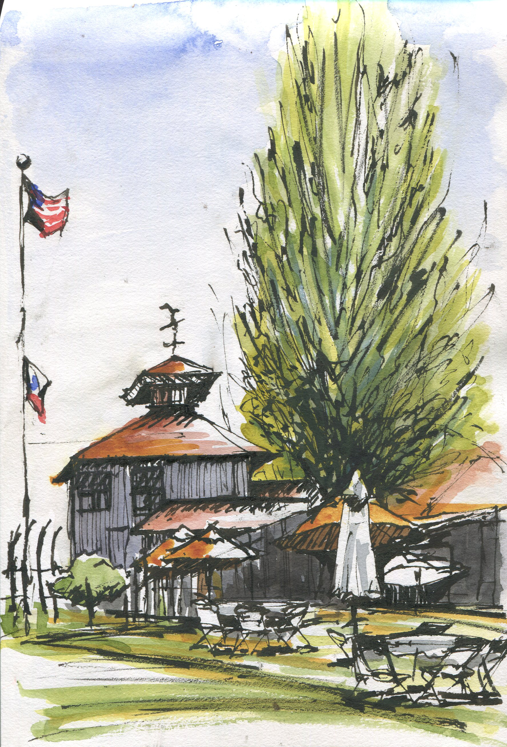 boathouse cafe sketch at shoreline park