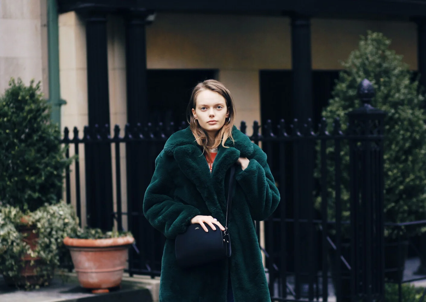 mango green fur coat