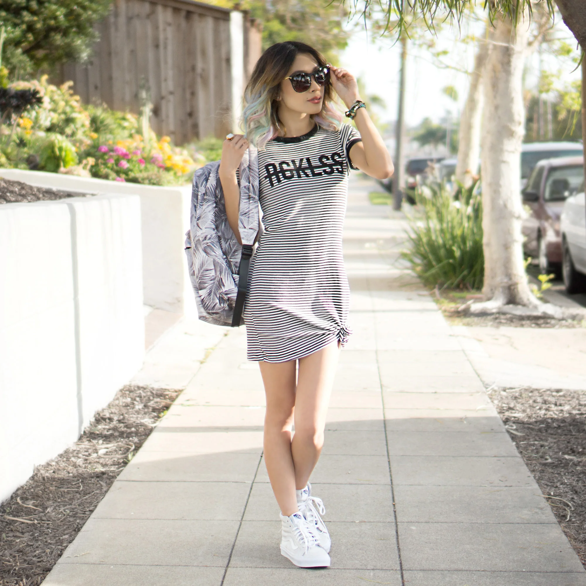Dress : Come Thru Dress Shoes : Unisex Sk8-Hi Slim Zip (Crackle Suede) Skate Shoe Backpack : Birksun Sunglasses : Fairfax