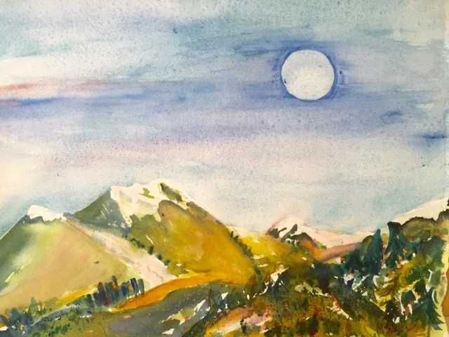 San Francisco Peaks with Moon