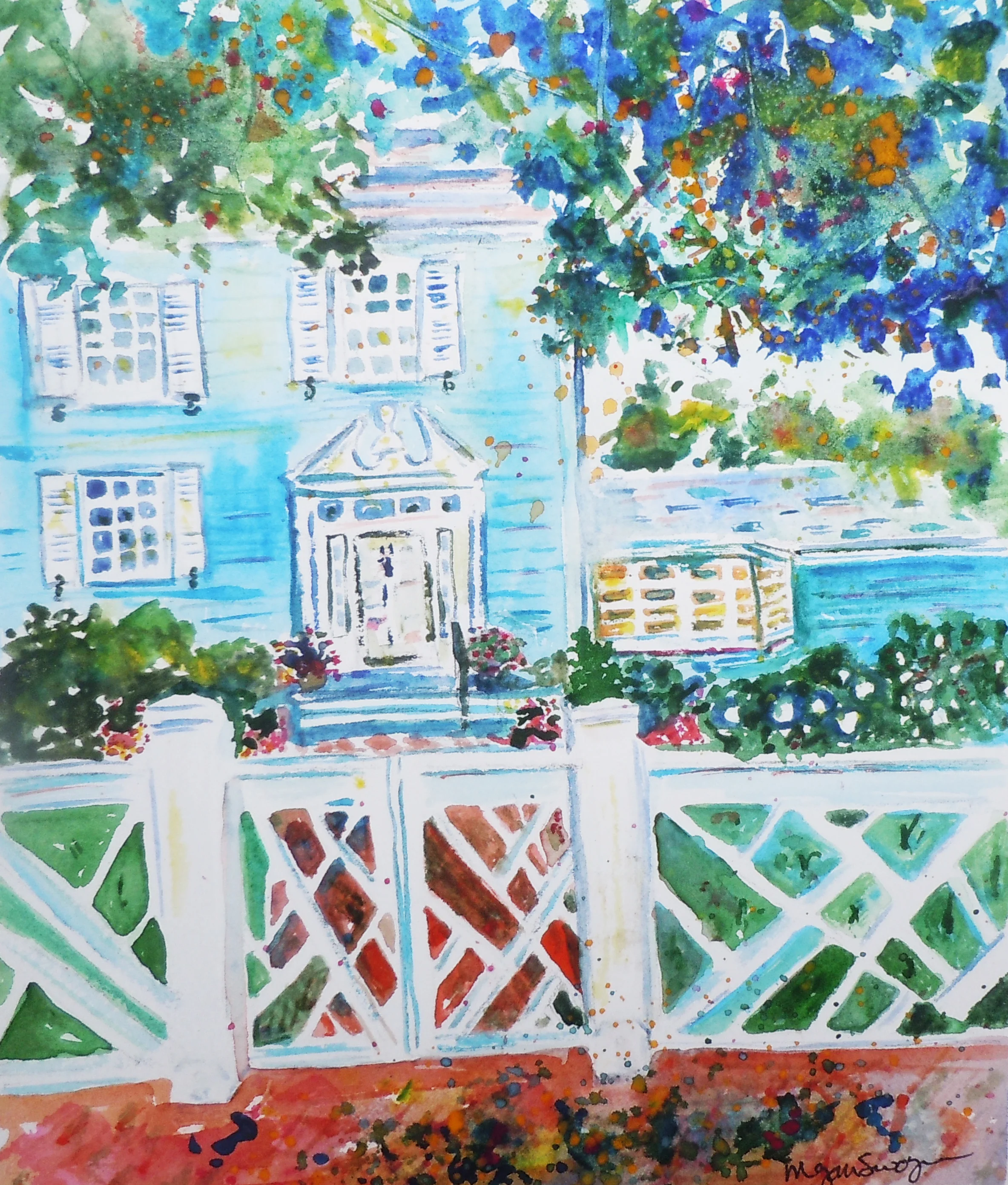 Blue House with Gate