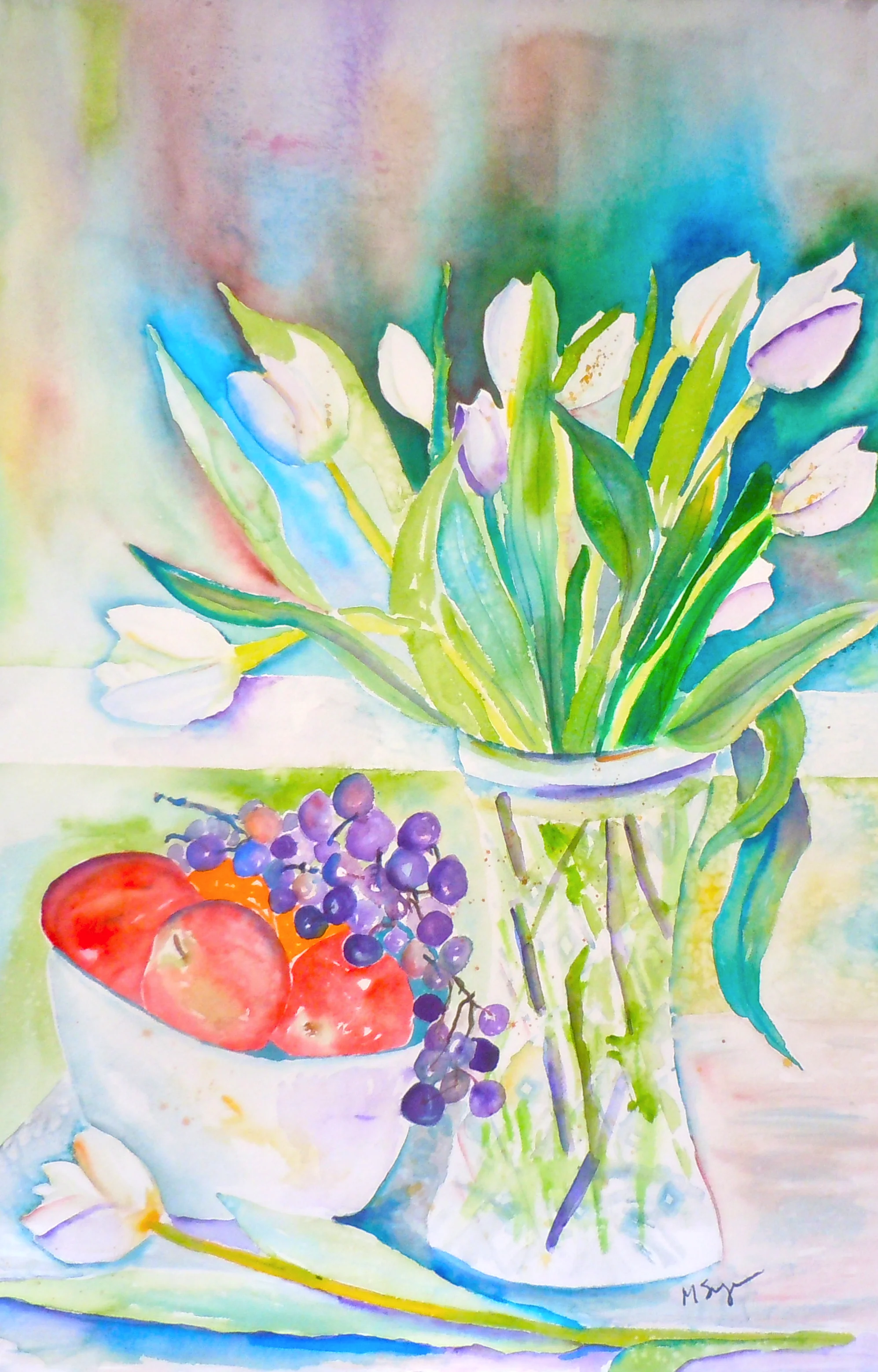 White Tulips and Grapes