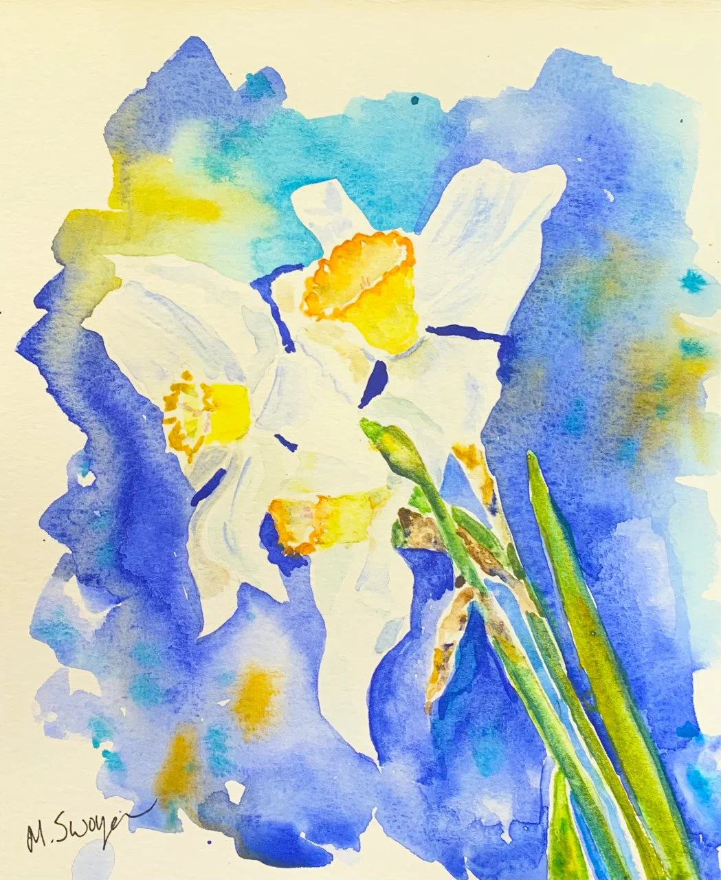 "White Daffs-Blue Sky"