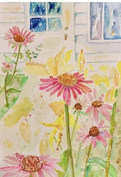 "Coneflowers 'N' Clapboard"