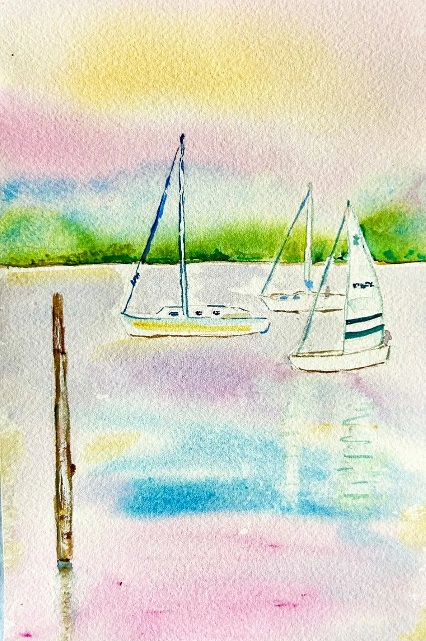  “Sailboats in the Harbor” 