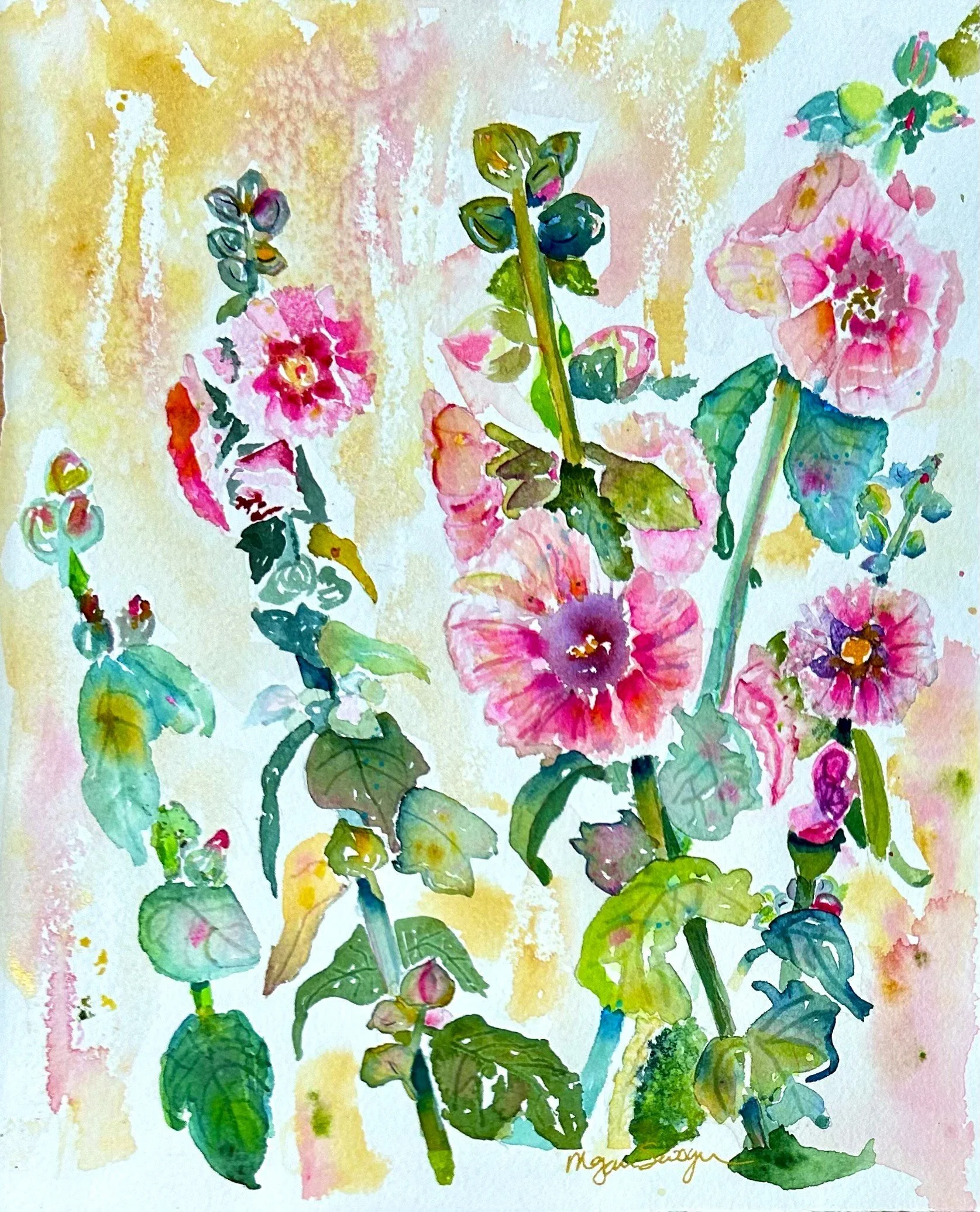 "Mackinac Hollyhocks" 