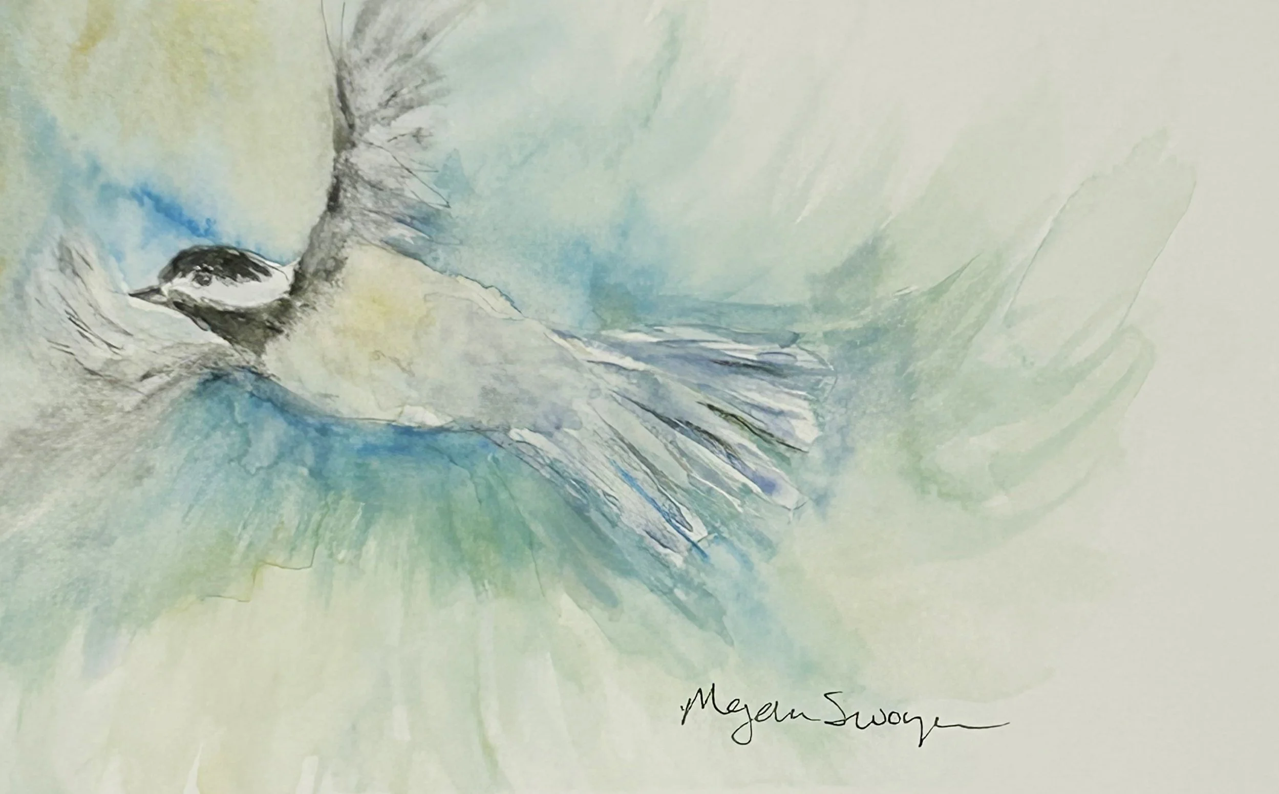 "Chickadee in Flight" 
