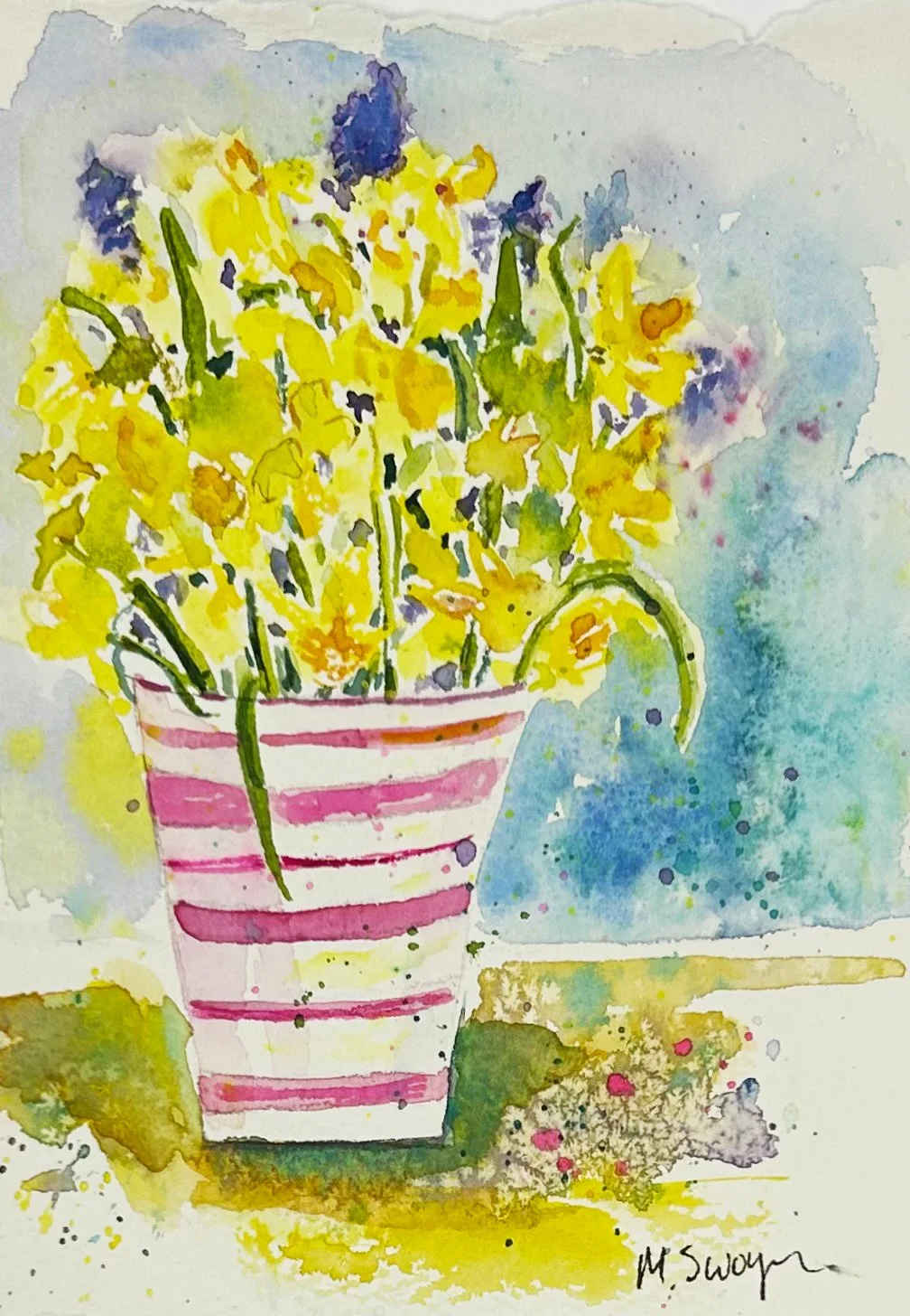 "Daffs in Pink Stripes" 