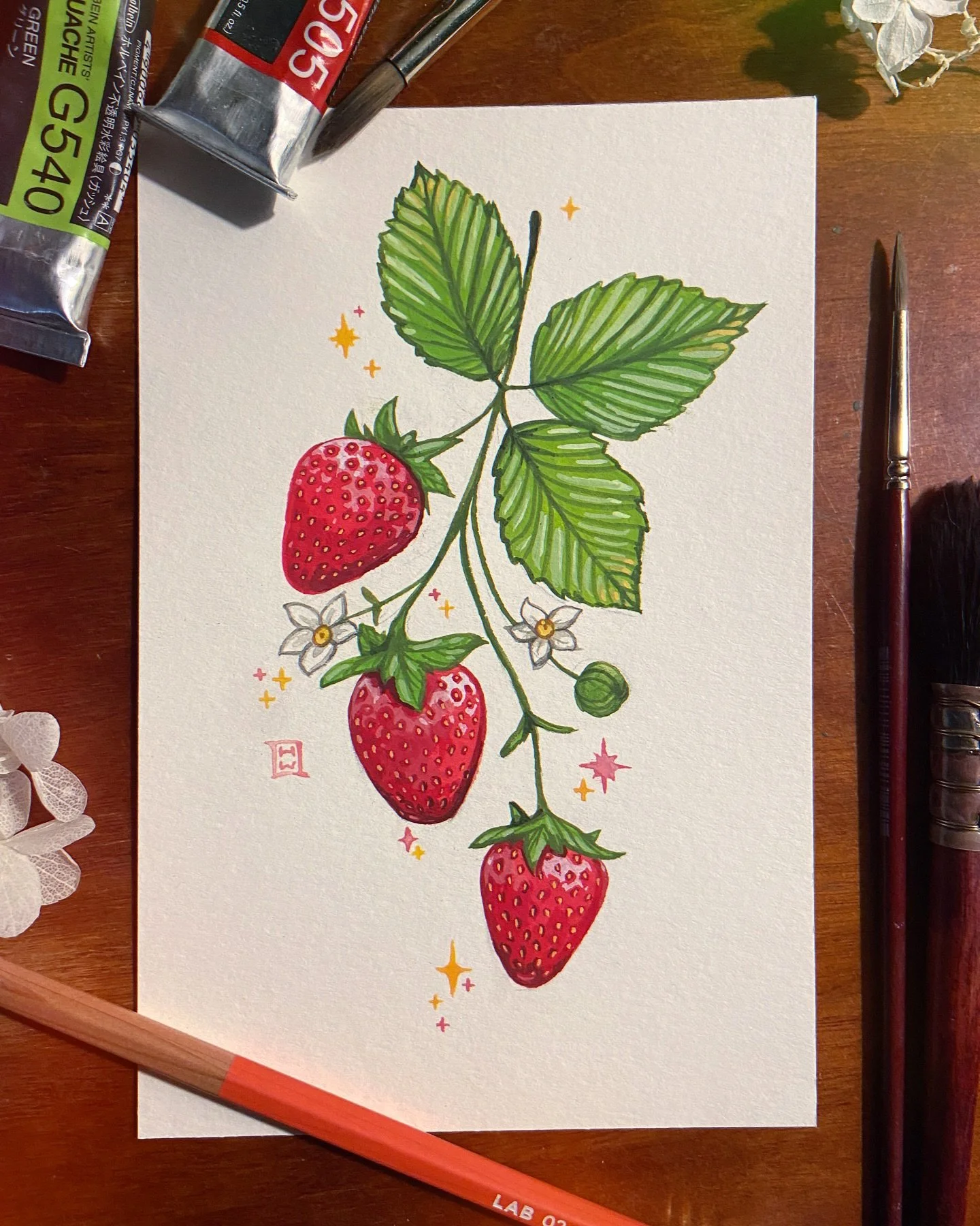 Tiny gouache strawberries for a post card 🍓🍃✨
.
#gouache #gouacheillustration #strawberryart #yxeartist