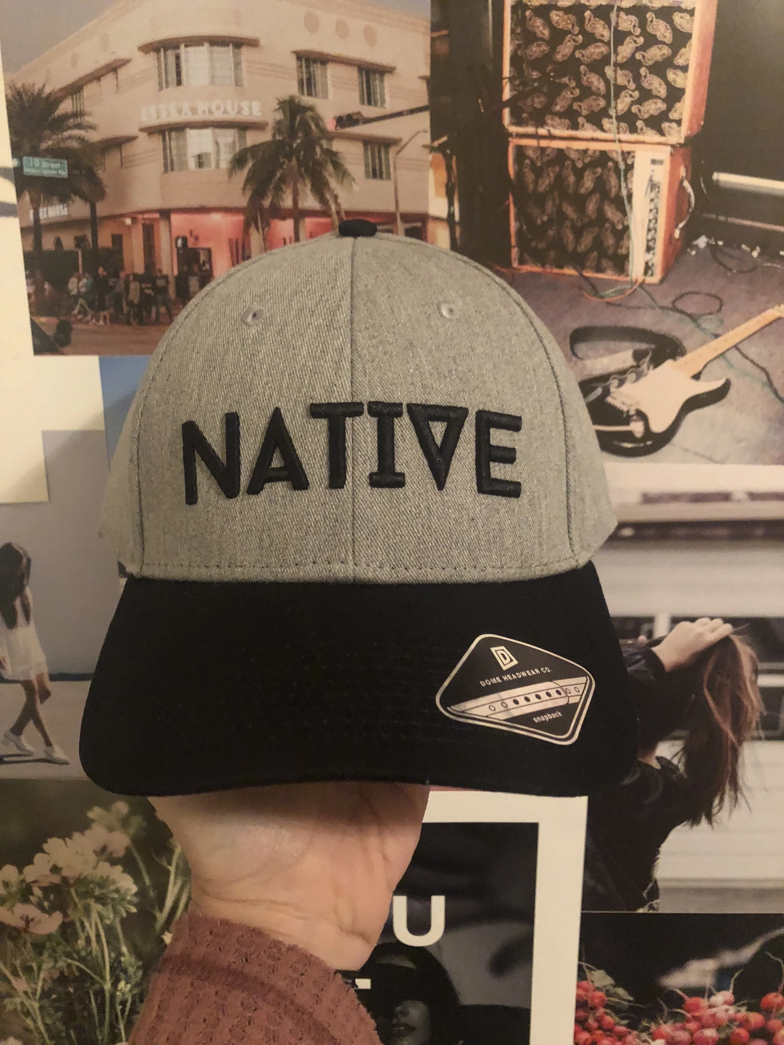 NATIVE Snapback Hat -Gray with Black 