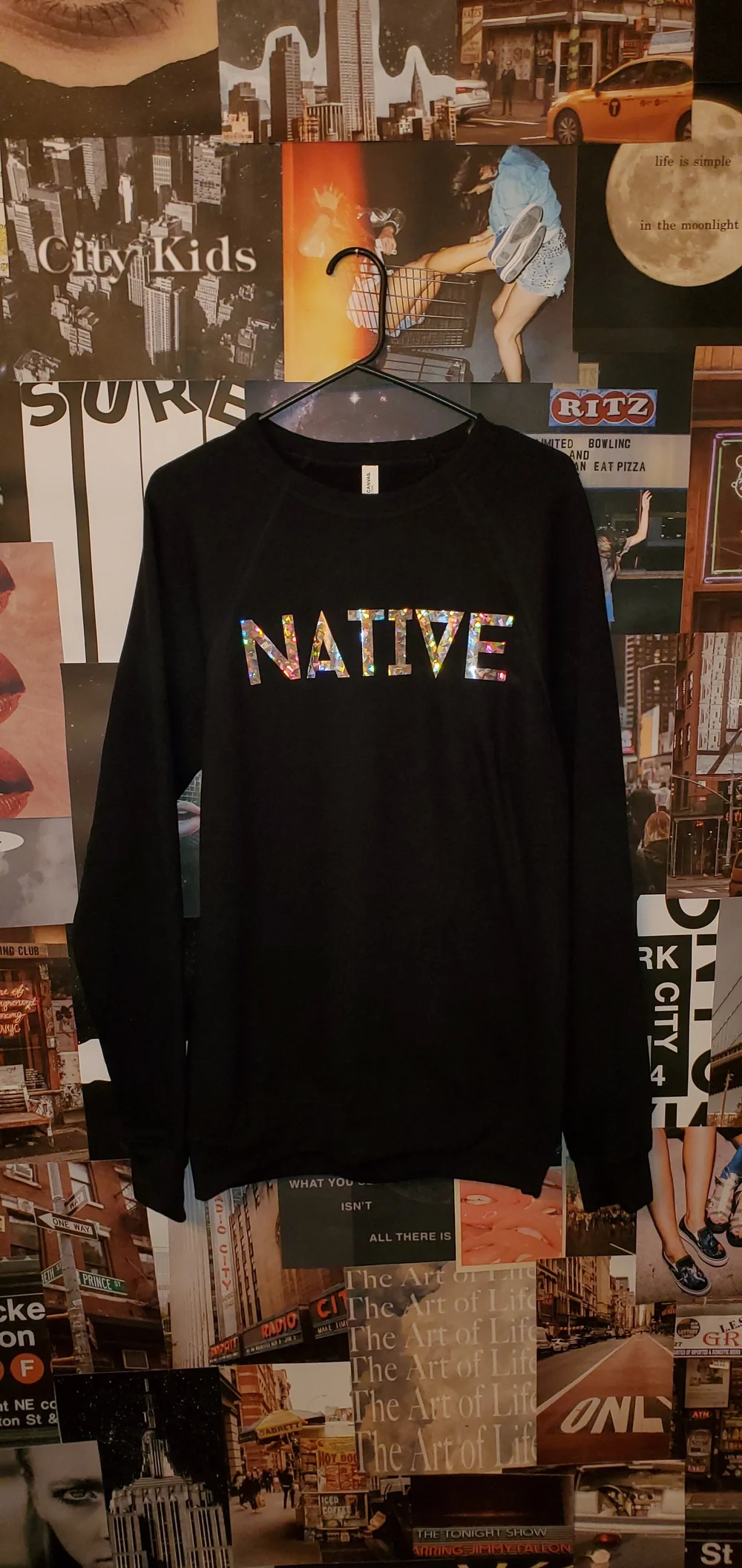 SPECIAL EDITION NATIVE Holographic Unisex Fleece Lined Sweatshirt Native in Nashville by Amber Ford