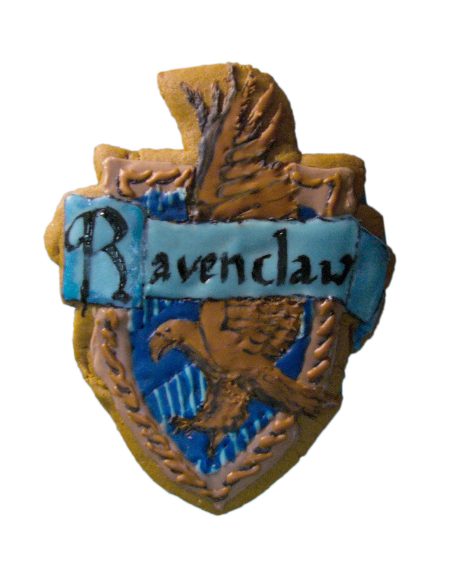 Ravenclaw House gingerbread cookie with hand-painted royal icing