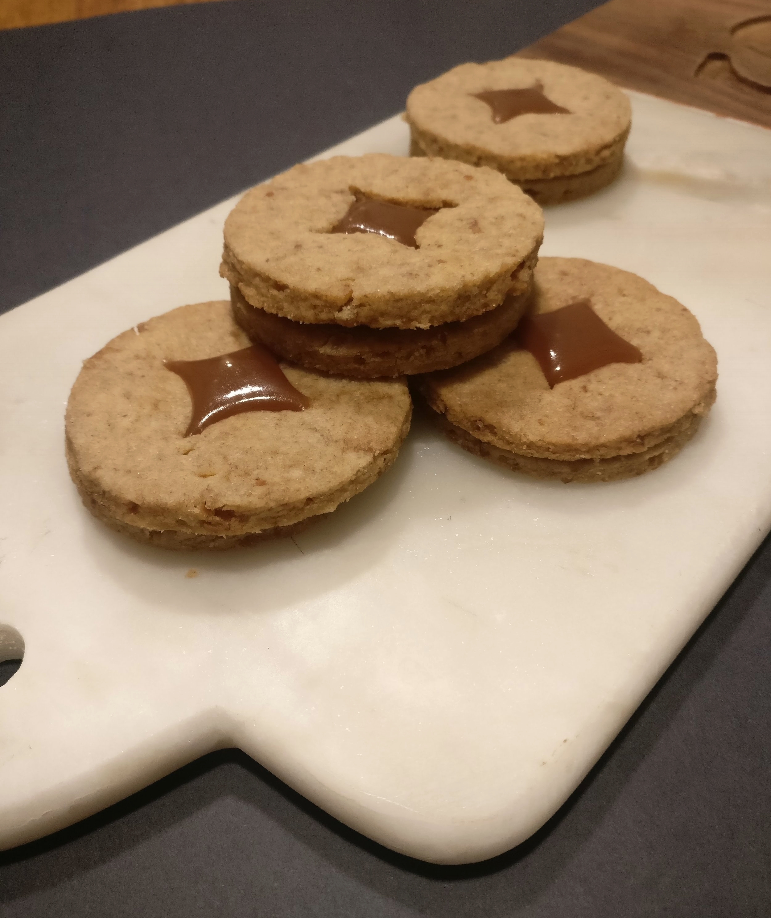 Salted Caramel Pretzel Linzer Cookies