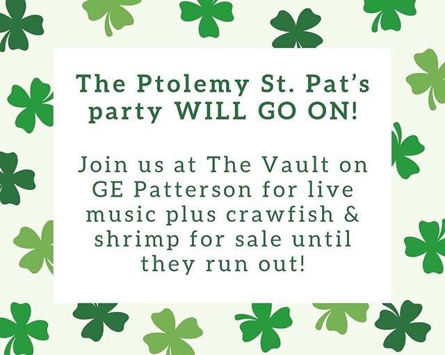 The parade has been rescheduled, but can't stop the St Pat's party! (But sit this year out if you're feeling sick!) @vaultmemphis