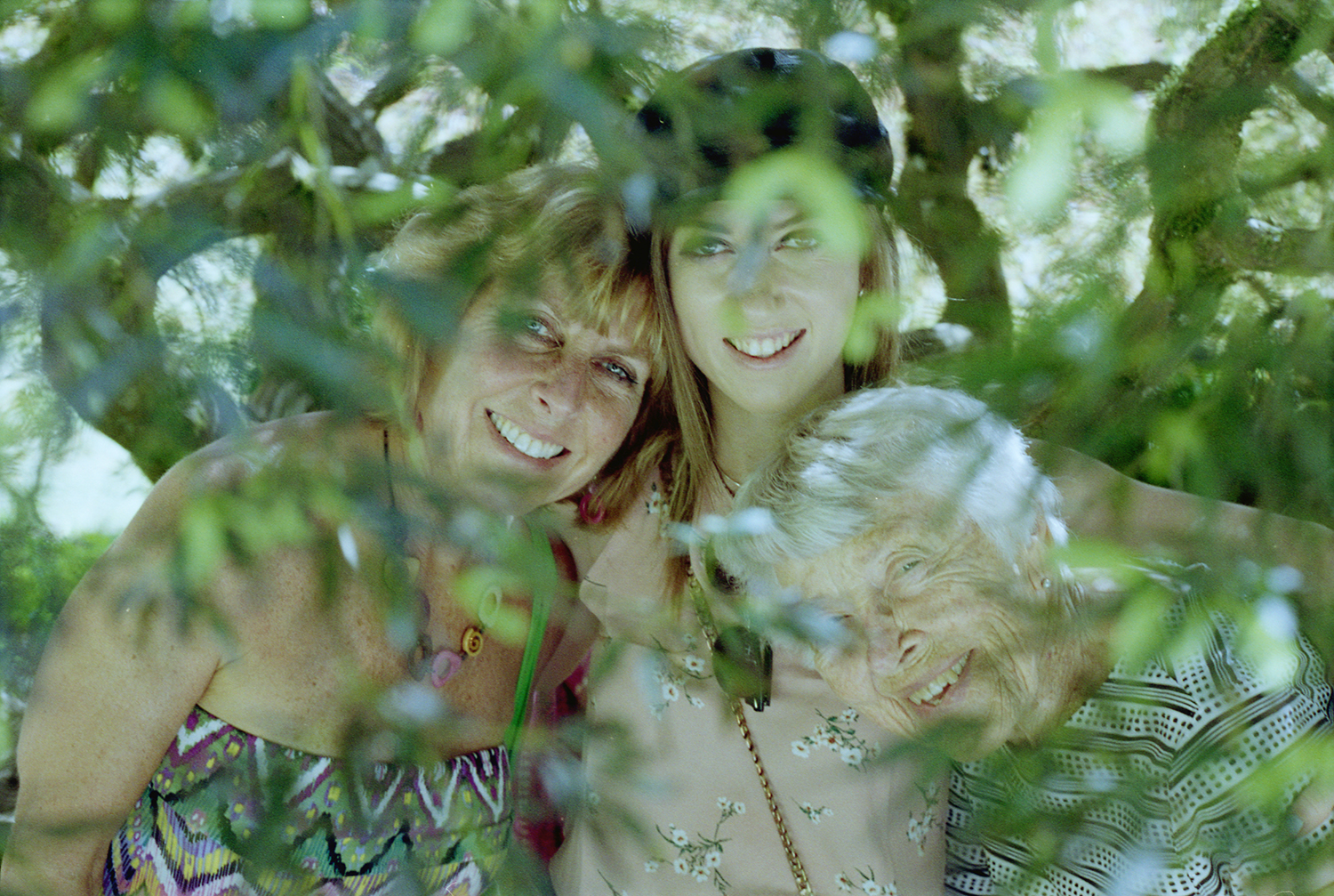 Mom, Katie, and Bumma under Japanese maple beautiful.jpg