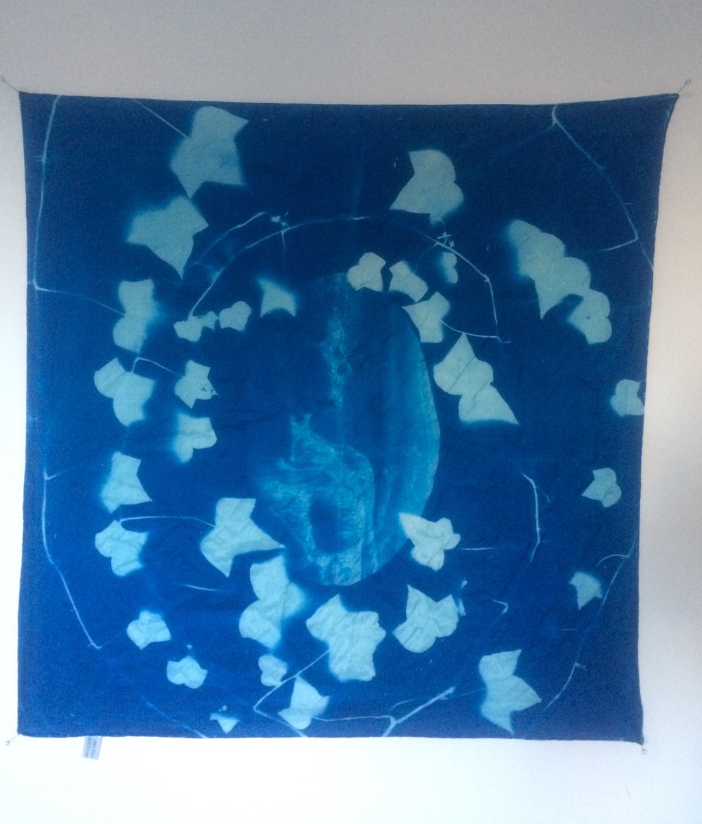Lace Ivy 21 5inx21 5in One Of A Kind Cyanotype On 100 Silk Lace Ivy 21 5inx21 5in One Of A Kind
