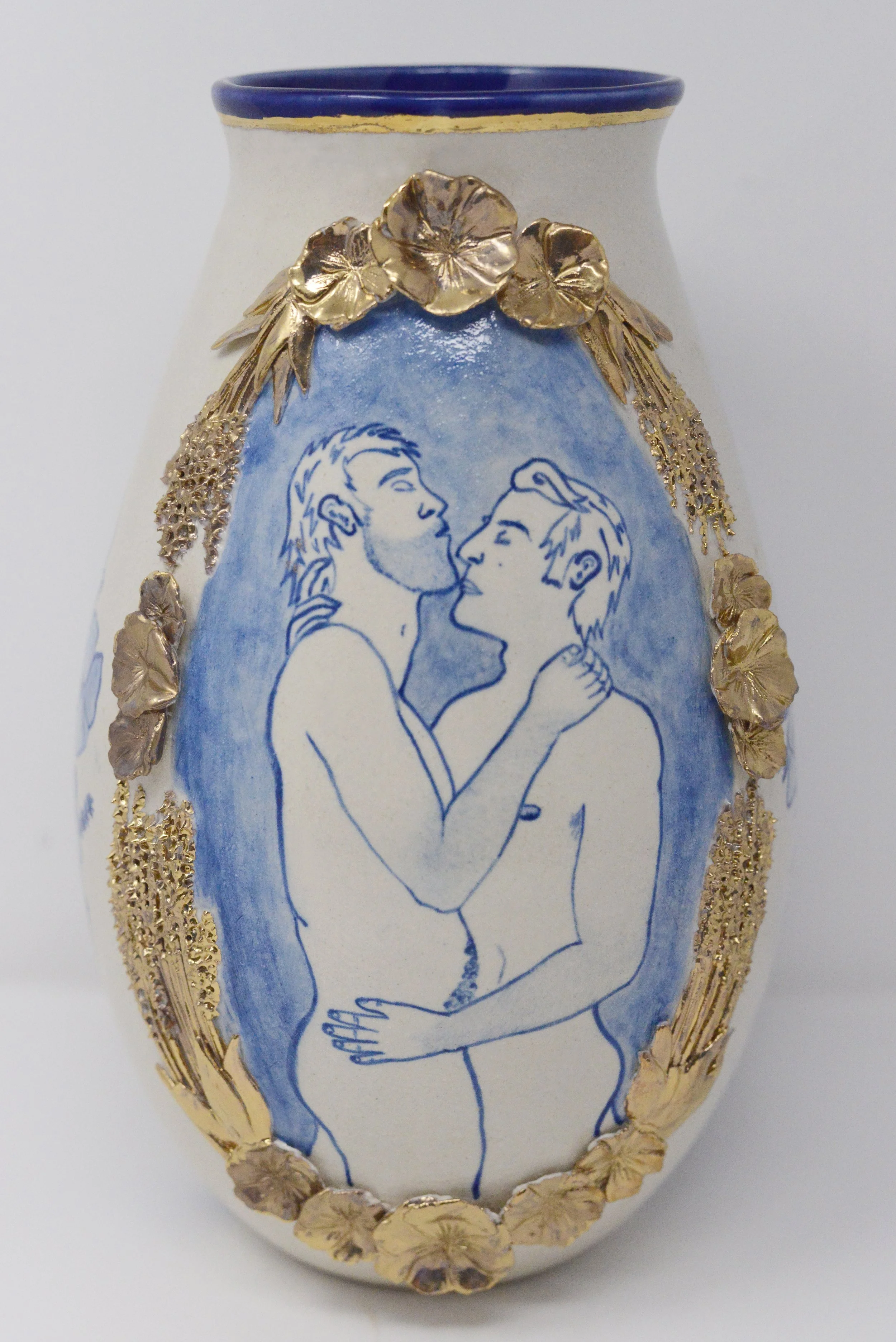 “Wild”, Gold &amp; Stoneware, 10in x 6in x 6in, 2024